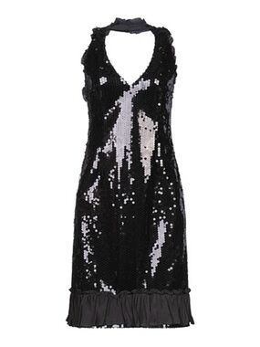 Moschino Cheap&Chick Black Sequin Backless Halter Dress, NWT, US6